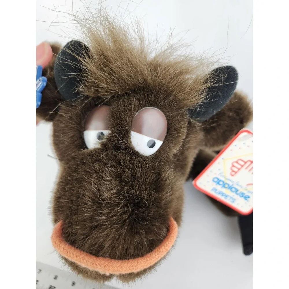 Ferdinand Bull Brown Cow Plush Hand Puppet Applause Tag‎ Stuffed Animal Vintage